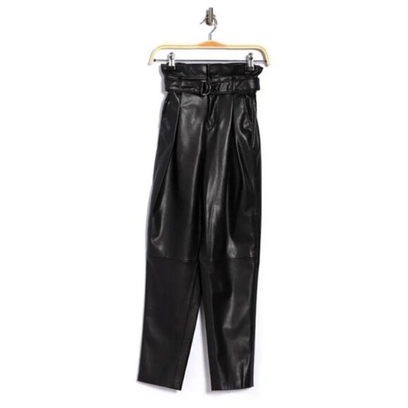 💕BLANKNYC💕 Belted Paperbag Waist Vegan Pants ~ Dark Secrets Black 28 NWT - Picture 4 of 13